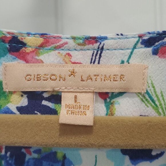 Gibson Latimer Floral Print Dress With Tie Belt, Size Large - Picture 4 of 7